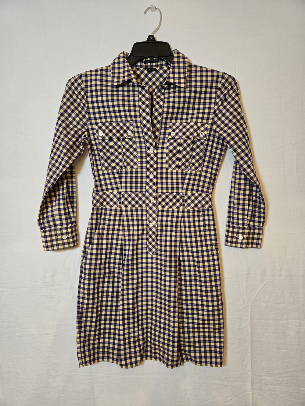 Checked Shirt Dress in Purple And Yellow- Women